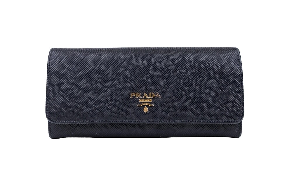 Prada Black Saffiano Leather Continental Wallet